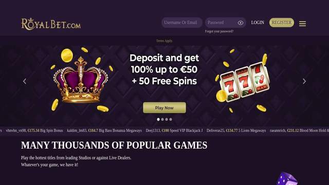 RoyalBet casino screenshot